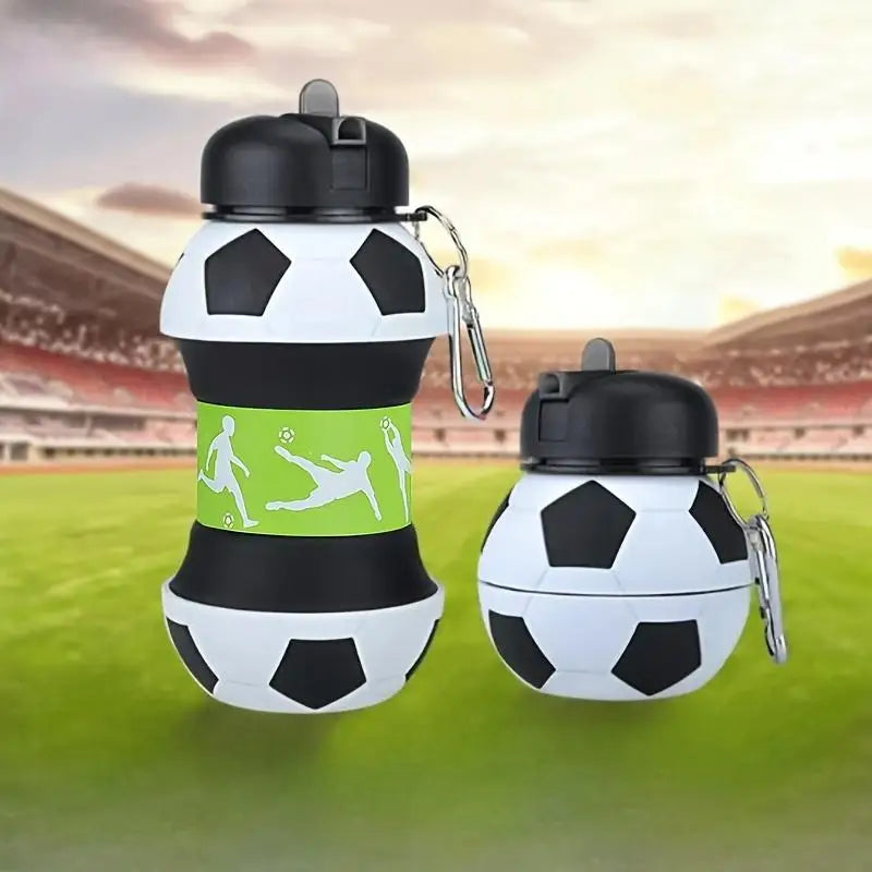 Foldable Ball Shaped Water Bottle, 1 Count Portable Soccer Ball Design Water Bottle, Leakproof Water Cup for Fitness, Outdoor Ac