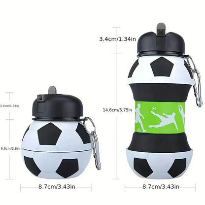 Foldable Ball Shaped Water Bottle, 1 Count Portable Soccer Ball Design Water Bottle, Leakproof Water Cup for Fitness, Outdoor Ac