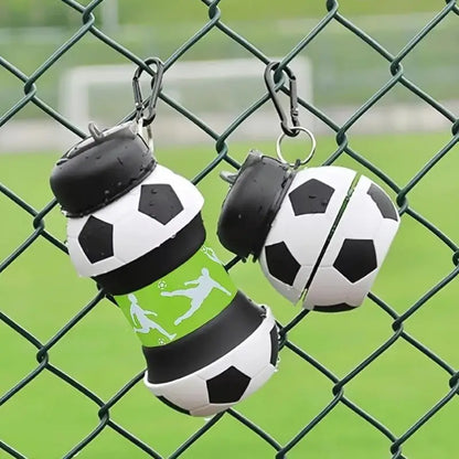 Foldable Ball Shaped Water Bottle, 1 Count Portable Soccer Ball Design Water Bottle, Leakproof Water Cup for Fitness, Outdoor Ac